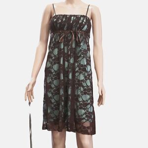 Jodi Kristopher Brown Lace Overlay Dress SMALL